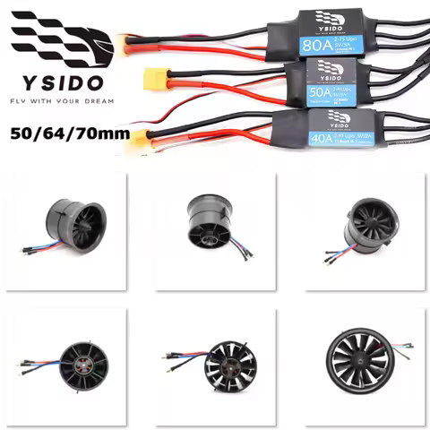 RC JET Parts 70mm 64mm 50mm Brushless Motor EDF Duct Fan 12-Blades 3-6S 40A 50A 80A ESC for RC JET A