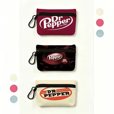D-Dr P-Pepper Soda Logo Waterproof Oxford Cloth Zipper Wallet Portable Hanging Small Coin Purse For 