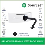 Ergotron HX Desk Monitor Arm with HD Pivot | White/Black | For Immersive 1000R Curved Screens