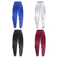 inhzoy Men Pleated Drapes Dhoti Pants Casual Elastic Back Waist Satin Baggy Trousers for Halloween T