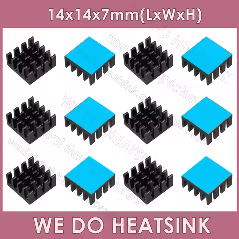 WE DO HEATSINK 14x14x7mm Without or With Thermal Pad Black Slotted Anodized Aluminum IC Memory Chip