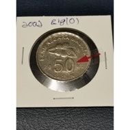 [Highly Sought-After Rare Error Coin]2002马币50 sen BIG "O"稀少大"O"版