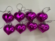 Christmas Ornament Pink Heart 聖誕樹裝飾亮面粉紅色心心