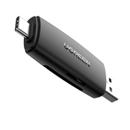 Ugreen 80191 2 trong 1 màu đen đọc thẻ SD TF 2 đầu USB A và type C CM304  80191