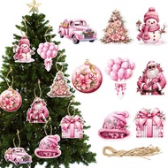 16 pcs Pink Christmas Tree Hanging Decoration Xmas Ornament Christmas Gift Decoration Hang Tag Pendant