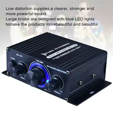 2 Channel Bluetooth Class D Amplifier 12V Mini Amplifier AK170 Power Amplifier Audio Karaoke Home Th