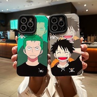 Fashion Photo Frame Straw Hat Luffy Green Hair Zoro Anime Cartoon Phone Case For iPhone 7 8 Plus SE2 X XR XS Max 14 13 12 11 iPhone14 Cover