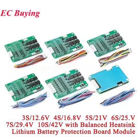 3S 4S 5S 6S 7S 10S 15A Limit 20A 18650 Lion Lithium Battery Protection Board BMS 3.7V 12V 16.8V 21V 