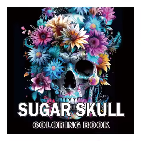 Bview Art Skull Adult Coloring Book - 24 Pages of Gothic Doodle Art