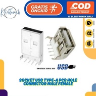 USB type-A Socket PCB Hole Connector Male Female charger adapter Socket