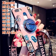 Case For Xiaomi 6X Mi 5X Mi 8 Lite Xiaomi A3 Xiaomi A2 Xiaomi A1 Xiaomi A3 Lite Xiaomi 6 Retro Camera lanyard Sling Casing Grip Stand Holder Silicon Phone Case Cover With Cute Doll