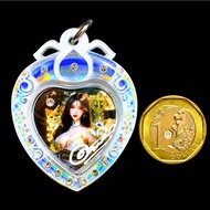 Heart Shaped Nine Tails Fox Pendant | 9 Tail Fox Thai Amulet | 九尾狐心形吊坠