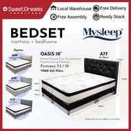 OASIS 10" Pocketed Spring Mattress (Firm) + Bedframe | Bed Set A77 / A99 - Single / Super Single / Queen / King