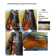 UK Exam Grade Copy Stradivarius Solid Wood 4/4 Full Size Violin Free Hardcase, Horsehair Bow, Rosin