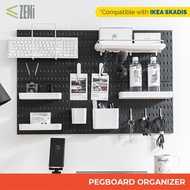 ZENi Pegboard Organizer | Compatible with IKEA SKADIS | Wall Shelf Accessories Hanger Board