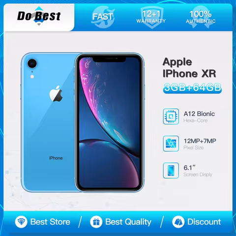 Original Apple iPhone XR Unlocked 4G LTE Smartphone 6.1" A12 Bionic 3GB RAM 64GB/128GB/256GB ROM 12M