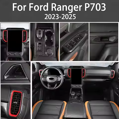 For Ford Ranger P703 T9 XL XLT Wildtrak Raptor 2023-2025 Carbon Fiber Texture Gear Shift Panel Cover