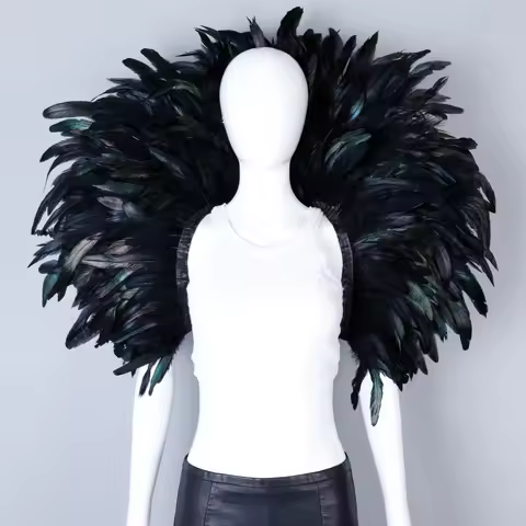 Party Luxury Scarf Feather Cosplay Designer Punk Halloween Masked Ball Carnival Feather Punk Carniva