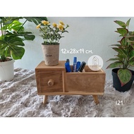 I21 Golden Teak Stationery Storage Box With Drawers Size 12x28x19 cm.