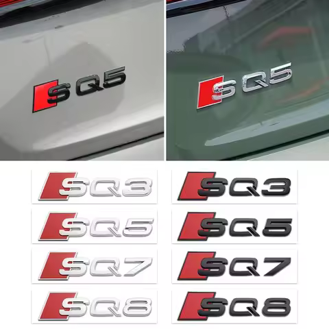 3D ABS Adhesive Black Car Trunk Number Letters Sticker For Audi SQ3 SQ5 SQ7 RSQ3 RSQ7 Logo Emblem Na