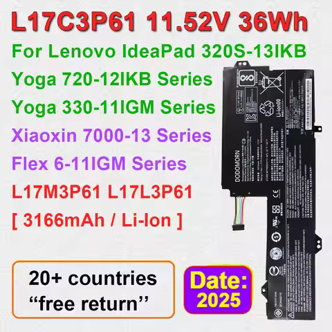 L17C3P61 L17L3P61 Compatible Laptop Battery For Lenovo IdeaPad 320S-13IKB Yoga 720-12IKB 330-11IGM X