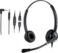 2.5mm Headset with Noise Canceling Microphone for Panasonic Telephone, Including 3.5mm Connector for Smartphone PC Laptop, Office CallCenter Headset for Cisco AT&amp;T Vtech Undiden Cordless DECT Phone