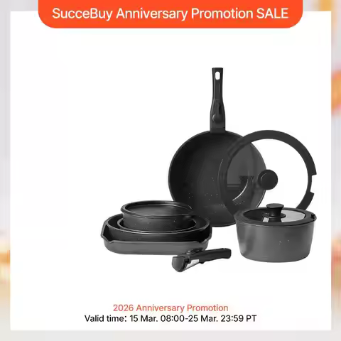 VEVOR 17 Pcs Nonstick Cookware Set Granite Pots and Pans Set Induction Cookwares Kitchen Cooking Set