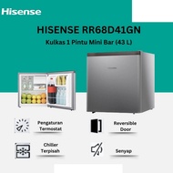 Kulkas minibar Mini Kecil 1 pintu freezer Hisense tipe RR68D41GN