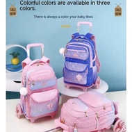 【Ready Stock】bag sekolah roda Children beg perempuan Trolley bag bagpack Primary school Children's Have The Ability