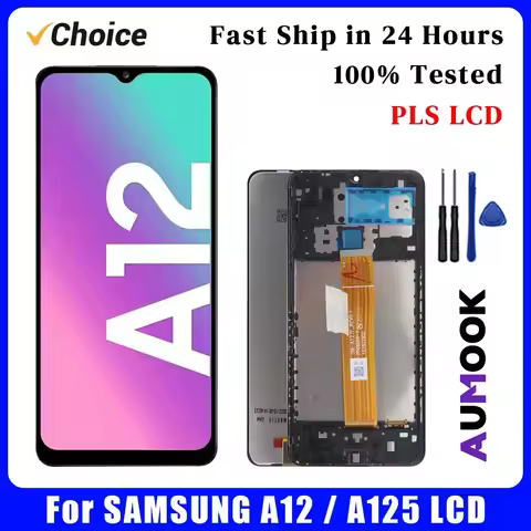 100%Tested PLS LCD For Samsung A12 LCD Display Touch Screen Digitizer Assembly Parts For Samsung A12