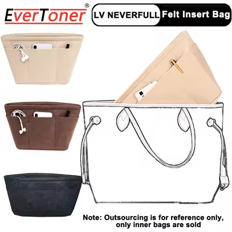 EverToner for LV Neverfull PM MM Felt Insert Bag Organizer Makeup Handbag Organizer Travel Inner Pur