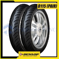 ⊙ ✙ ▼ Dunlop Tires D115 70/90-14 34P &amp; 80/90-14 40P Tubeless Motorcycle Tires (Front &amp; Rear)