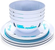 Camco Life is Better at The Campsite Dishware Set | Includes (4) Large Dinner Small Salad Plates and