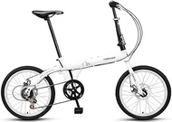 Fashionable Simplicity 6 Speed Foldable Bicycle with Comfort Saddle 20 Inch Folding Bike Low Step-Through Steel Frame Urban Riding and Commuting White