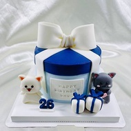 貓貓禮物盒翻糖蛋糕 生日蛋糕 客製 卡通 造型 情人節 6吋面交