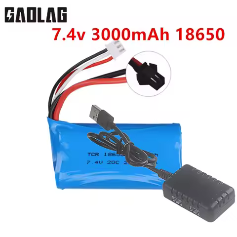 7.4V 3000mAh Lipo Battery for WPL U12A S033g Q1 H101 H103 104310 104311 Rc Boats Cars Tanks Parts 2s