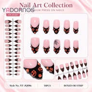 Halloween Black French Wearable Nails - 3D Spider Web Adhesive Manicure Patchs