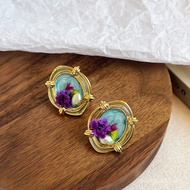 High-End Stud Earrings Female s925 Inlaid Niche Pearl Oil Luxury Freshwater Silver Needle High-End L