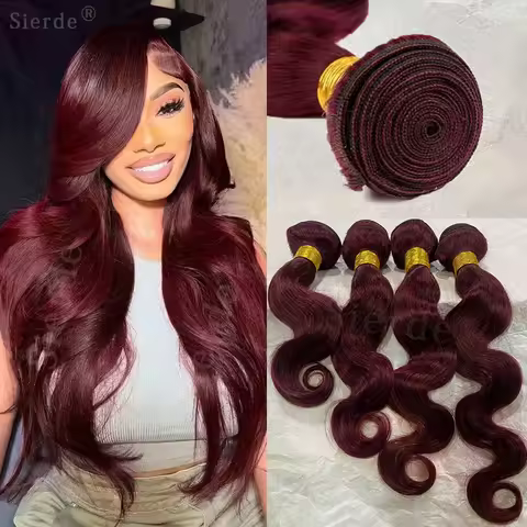 14A 99j Burgundy Body Wave Bundles 3 4 Bundle Colored Wine Red 100% Unprocessed Human Hair 16A Raw H