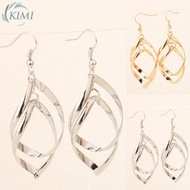 KIMI-Shiny Alloy Earrings Silver Twisted Multi Layer Rhombus Elegant Female
