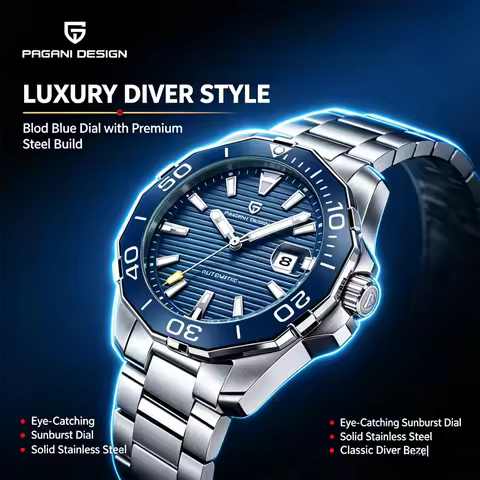 PAGANI DESIGN 1617 Men's Military Sport Mechanical Watch Waterproof Stainless Steel Luxury Top Brand