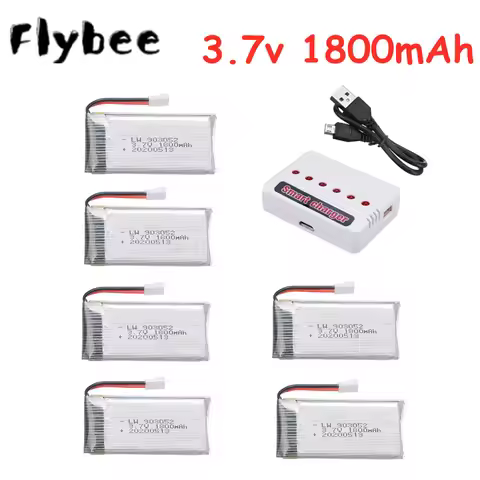 3.7v 1800mAh 903052 lipo Battery Charger Set for KY601S SYMA X5 X5S X5C X5SC X5SH X5SW M18 H5P RC Dr