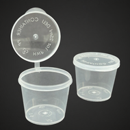 1oz Round Disposable Plastic Food Container Hinged Lid  ( 100pcs± ) 1 oz Deli Container - 25 ml
