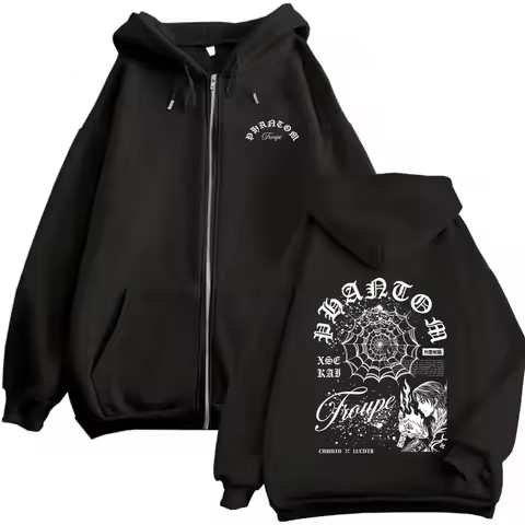 Anime Hunter X Hunter Phantom Troupe Spider Chrollo Lucilfer Merch Zipper Hoodie Men Women 90s Manga