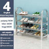 Rak Sepatu Stainless Steel 6 Tingkat Rak Sepatu Kokoh Tempat Sepatu Sendal Besi Mudah Bongkar Pasang