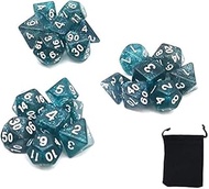 DollaTek Glitter Dot Polyhedral Dice Set Table Games Dice 3 Sets Dice 3 x 7 (21 Pieces) Dice Series 