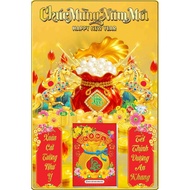 Lịch Tết 2026 bìa gỗ tráng gương laminate bọc viền Túi Tiền kt 40x60cm gắn bloc 14.5×20.5cm