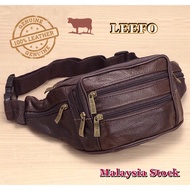 Ready Stock LEEFO Genuine Leather Cow Leather Men Waist Bag Pouch Bag Chest Bag