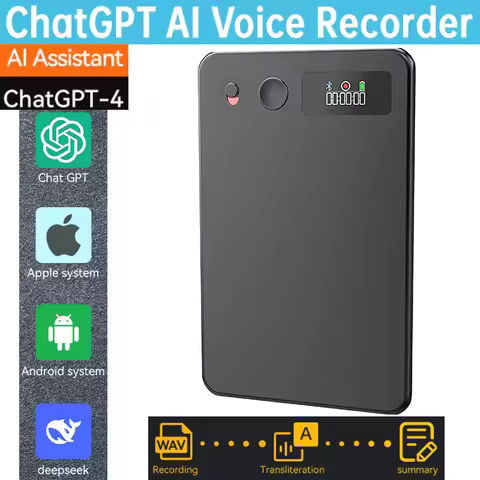AI Powerd ChatGPT-4 App Phone Call Mini Audio Voice Recorder Espia Transcribe Summarize 189Language 