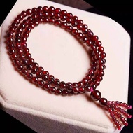 Vòng đeo tay lắc tay phong thủy chuỗi hạt quấn 3 vòng đá garnet ngọc hồng lựu